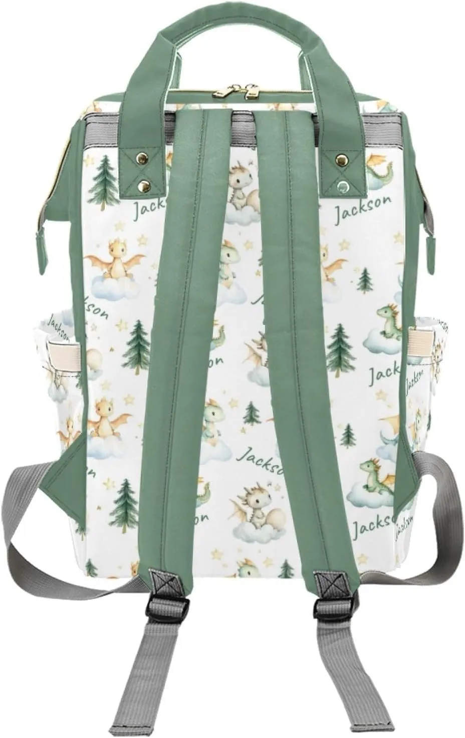 Personalized Dragon Diaper Bags with Name for Boys, Custom Dinosaur Diaper Backpack, Casual Daypack Bag Large Capacity Nappy Bags,Gifts for New Mom