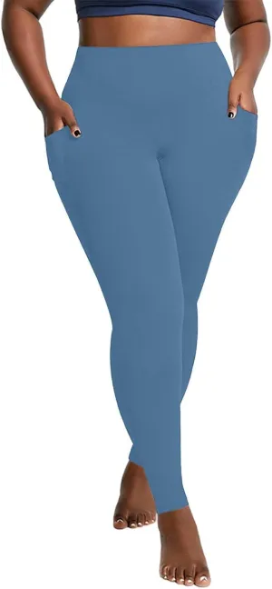 Plus Size Leggings for Women Stretchy Tummy Control High Waist Yoga Pants Workout Athletic Gym Legigngs with Pockets