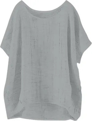 Plus Size Tops for Women 2024 Summer Bat Short Sleeve Crewneck Cotton Linen Blouse Trendy Casual Loose Fit T Shirts