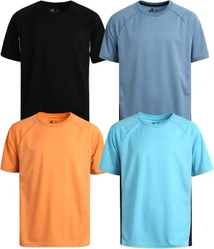 Pro Athlete Boys' Athletic T-Shirt - 4 Pack Lightweight Quick Dry Performance Short Sleeve Active Tees for Boys (Sizes: 5-16)