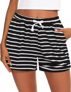 Prosoft&Hawiton Womens Cotton Pajama Shorts Comfy Sleeping Shorts Sleepwear Lounge Pj Bottoms with Drawstring & Pockets
