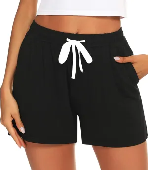 Prosoft&Hawiton Womens Cotton Pajama Shorts Comfy Sleeping Shorts Sleepwear Lounge Pj Bottoms with Drawstring & Pockets