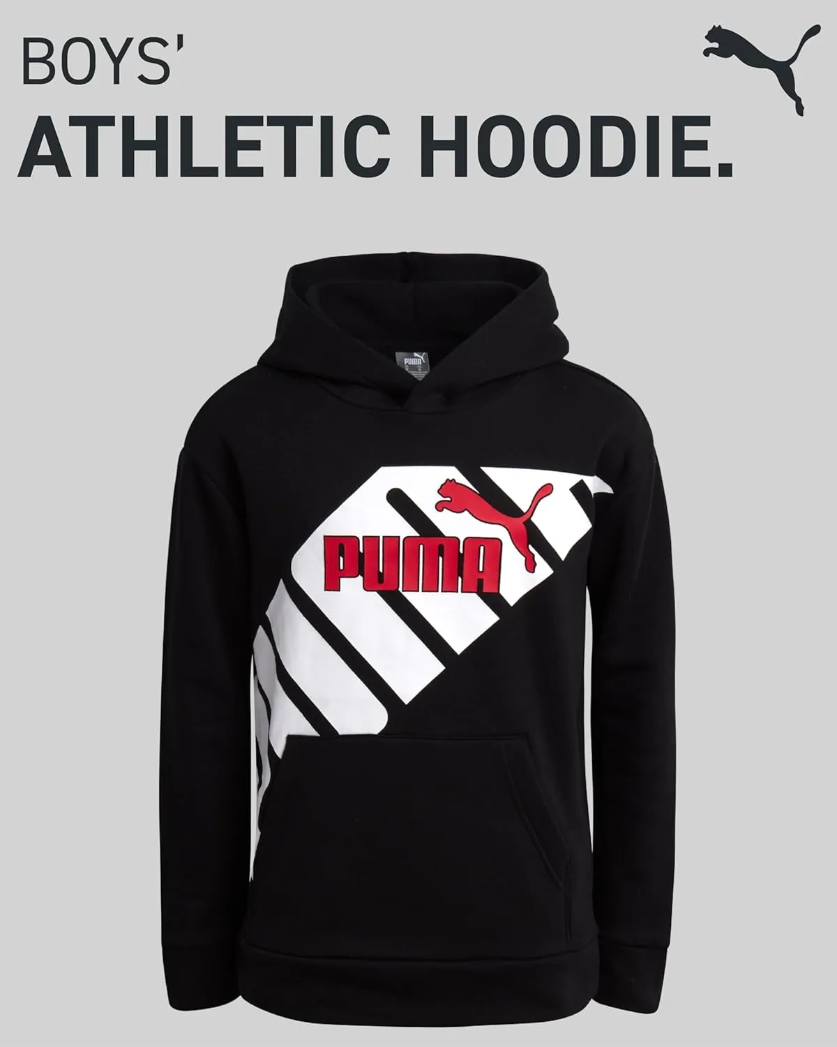 PUMA Boys' Athletic Hoodie - Performance Fleece Pullover Graphic Sweatshirt for Boys (Sizes: 8-20)