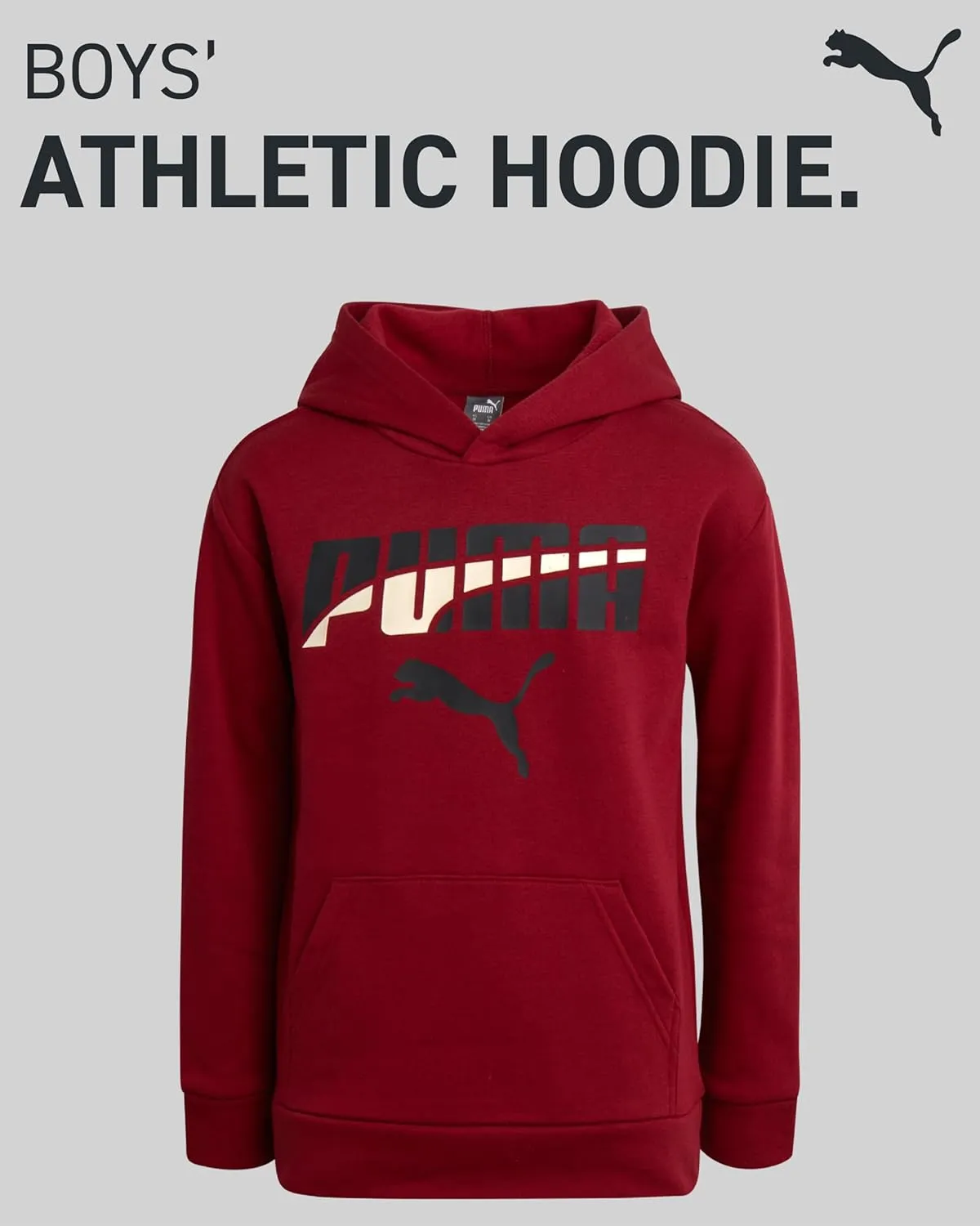 PUMA Boys' Athletic Hoodie - Performance Fleece Pullover Graphic Sweatshirt for Boys (Sizes: 8-20)