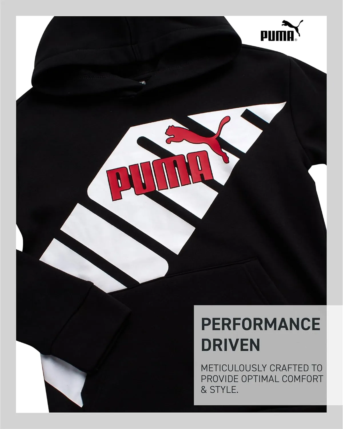 PUMA Boys' Athletic Hoodie - Performance Fleece Pullover Graphic Sweatshirt for Boys (Sizes: 8-20)