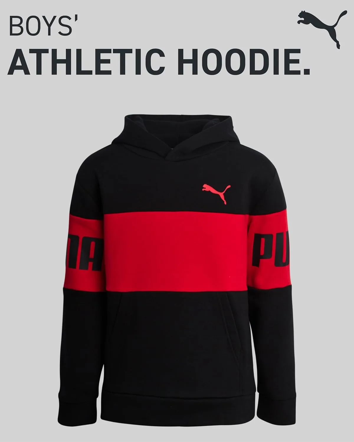 PUMA Boys' Athletic Hoodie - Performance Fleece Pullover Graphic Sweatshirt for Boys (Sizes: 8-20)