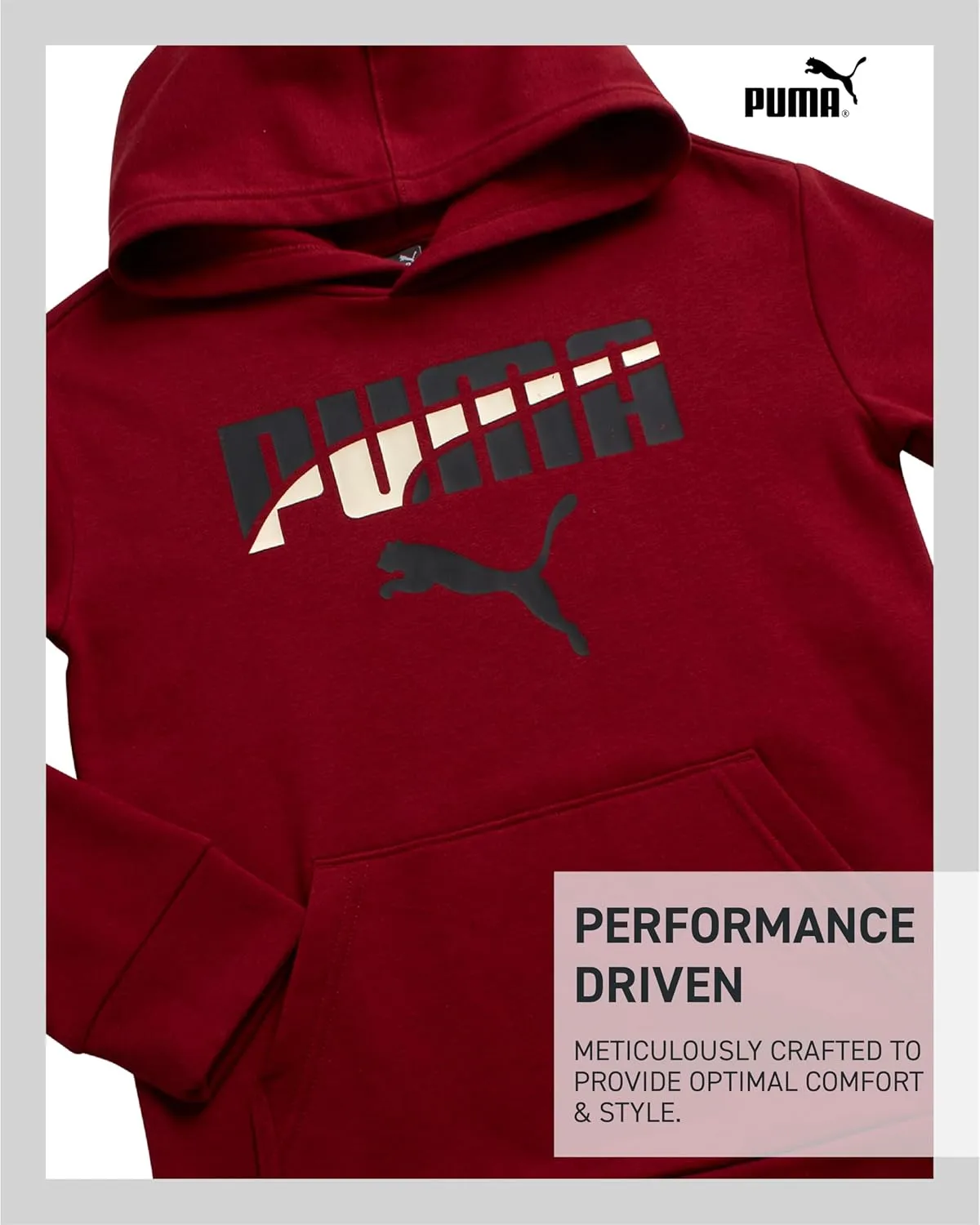 PUMA Boys' Athletic Hoodie - Performance Fleece Pullover Graphic Sweatshirt for Boys (Sizes: 8-20)