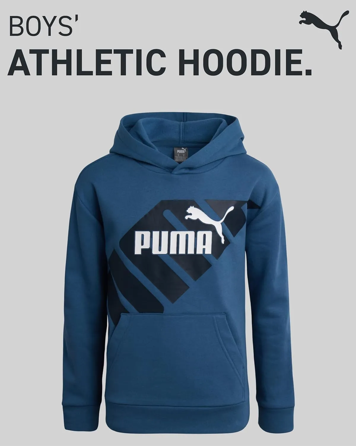 PUMA Boys' Athletic Hoodie - Performance Fleece Pullover Graphic Sweatshirt for Boys (Sizes: 8-20)