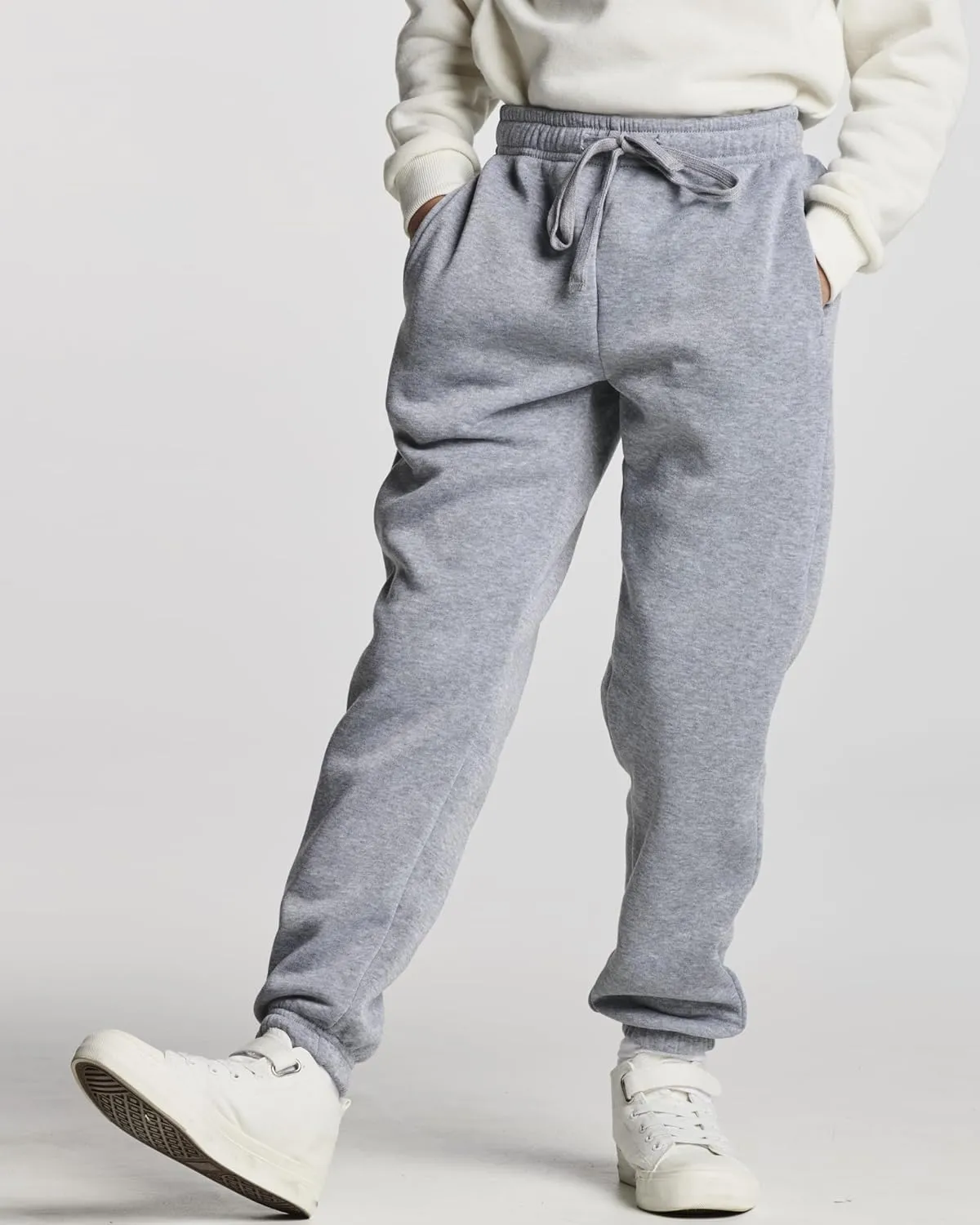 Real Essentials 3 Pack: Boys Tech Fleece Jogger Active Sweatpants with Pockets - Youth Soft Athletic Joggers (Size 6-24)