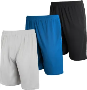 Real Essentials 3 Pack: Men's Mesh Athletic Performance Gym Shorts with Pockets (S-3X)
