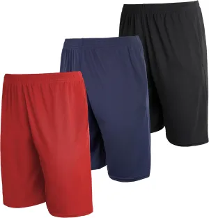 Real Essentials 3 Pack: Men's Mesh Athletic Performance Gym Shorts with Pockets (S-3X)