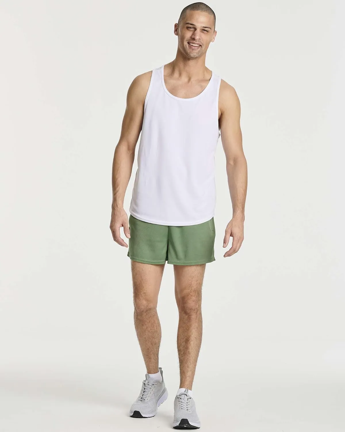 Real Essentials 4 Pack: Men's 3 Inch Mesh Running Short Shorts with Zipper Pockets - Quick Dry Gym Athletic