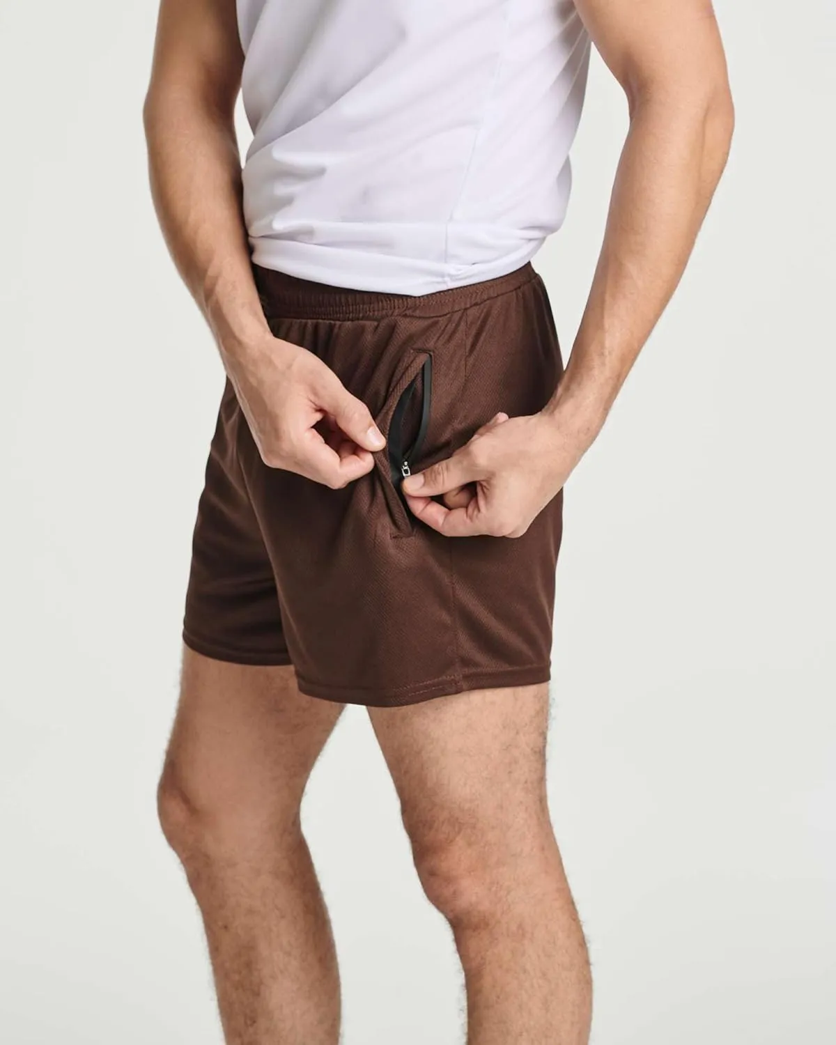 Real Essentials 4 Pack: Men's 3 Inch Mesh Running Short Shorts with Zipper Pockets - Quick Dry Gym Athletic