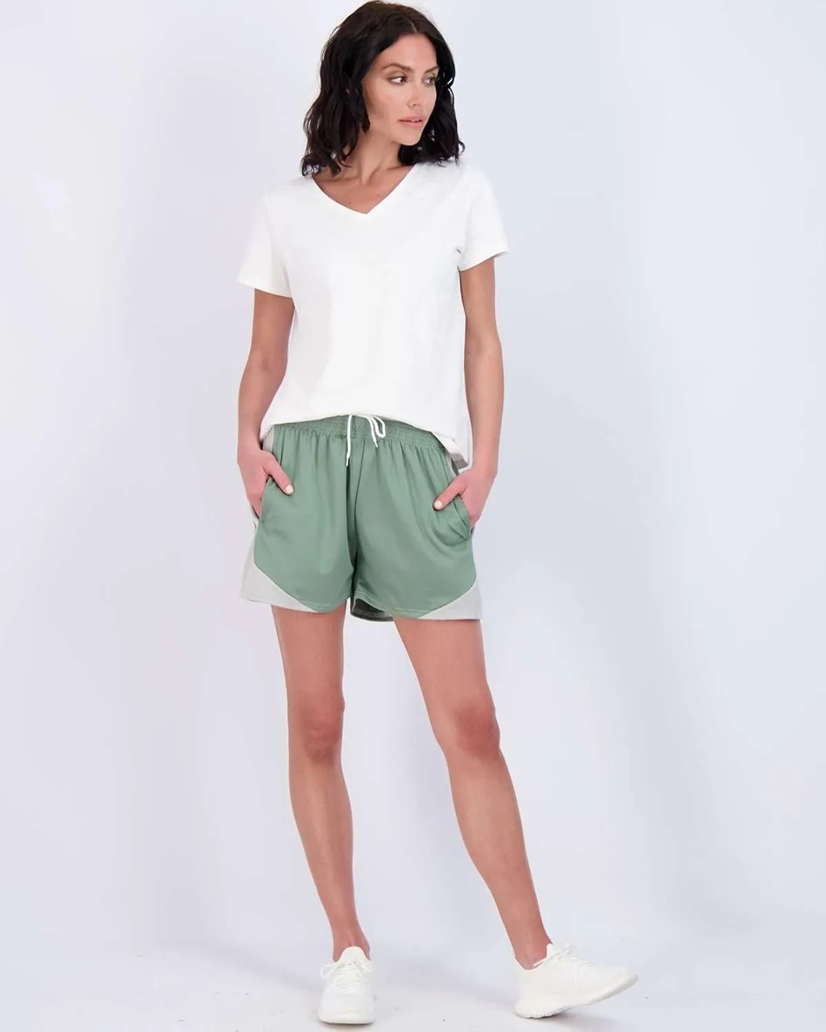 Real Essentials 4 Pack: Womens Active Athletic Performance Mesh Shorts with Pockets (Available in Plus Size)