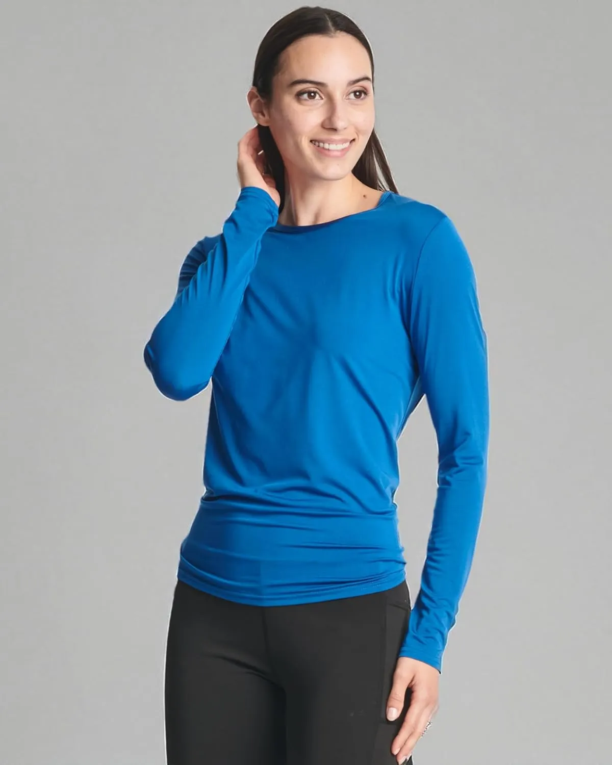 Real Essentials 4 Pack: Women's Dry-Fit Long-Sleeve Tie Back Athletic Workout T-Shirt (Available in Plus Size)