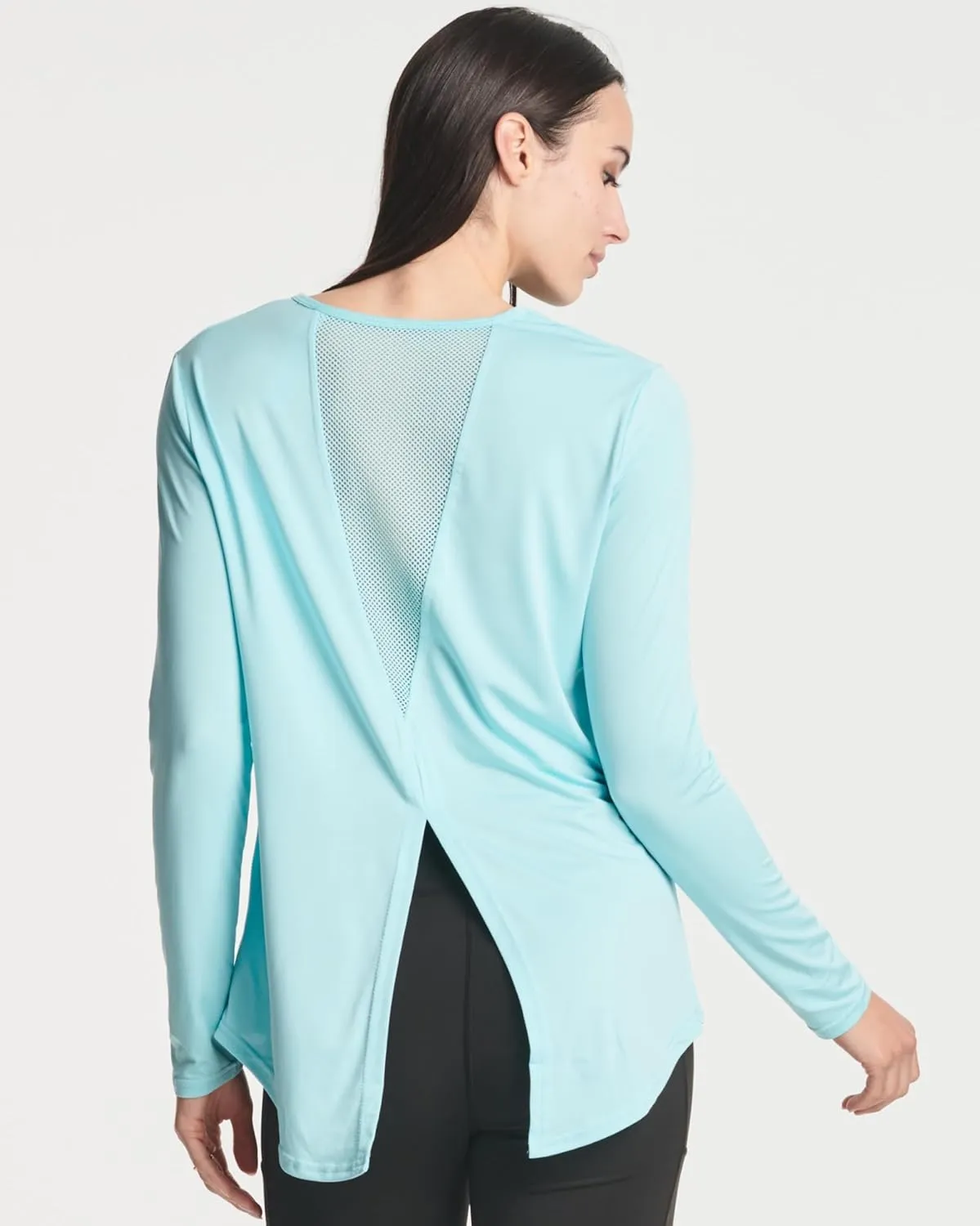 Real Essentials 4 Pack: Women's Dry-Fit Long-Sleeve Tie Back Athletic Workout T-Shirt (Available in Plus Size)