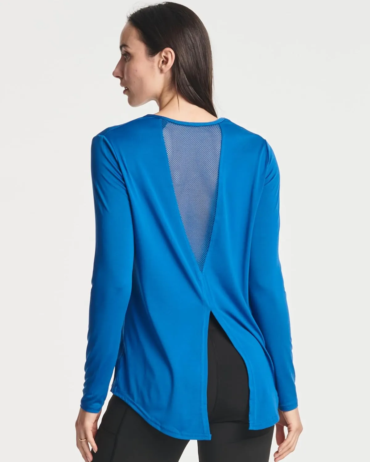 Real Essentials 4 Pack: Women's Dry-Fit Long-Sleeve Tie Back Athletic Workout T-Shirt (Available in Plus Size)