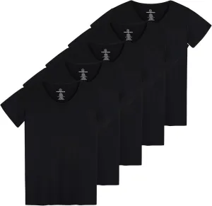 Real Essentials 5 Pack: Women's Dry Fit Tech Stretch Short-Sleeve Crew Neck Athletic T-Shirt (Available in Plus Size)