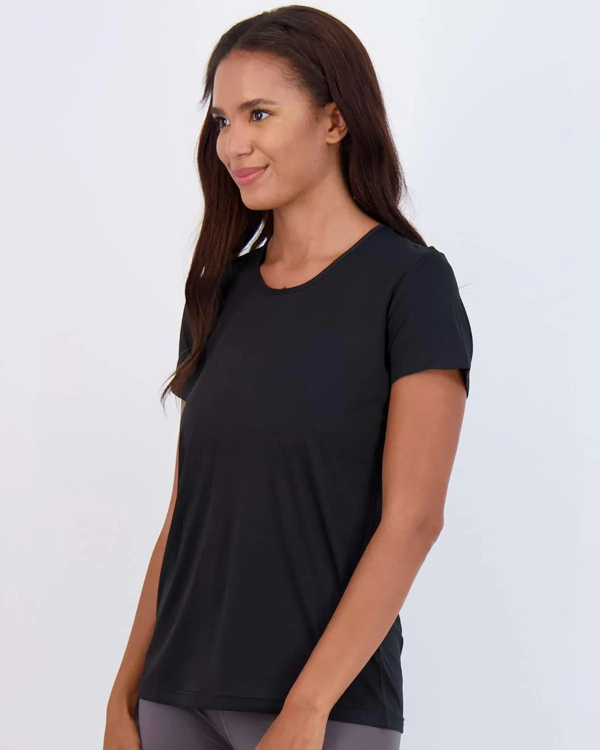 Real Essentials 5 Pack: Women's Dry Fit Tech Stretch Short-Sleeve Crew Neck Athletic T-Shirt (Available in Plus Size)