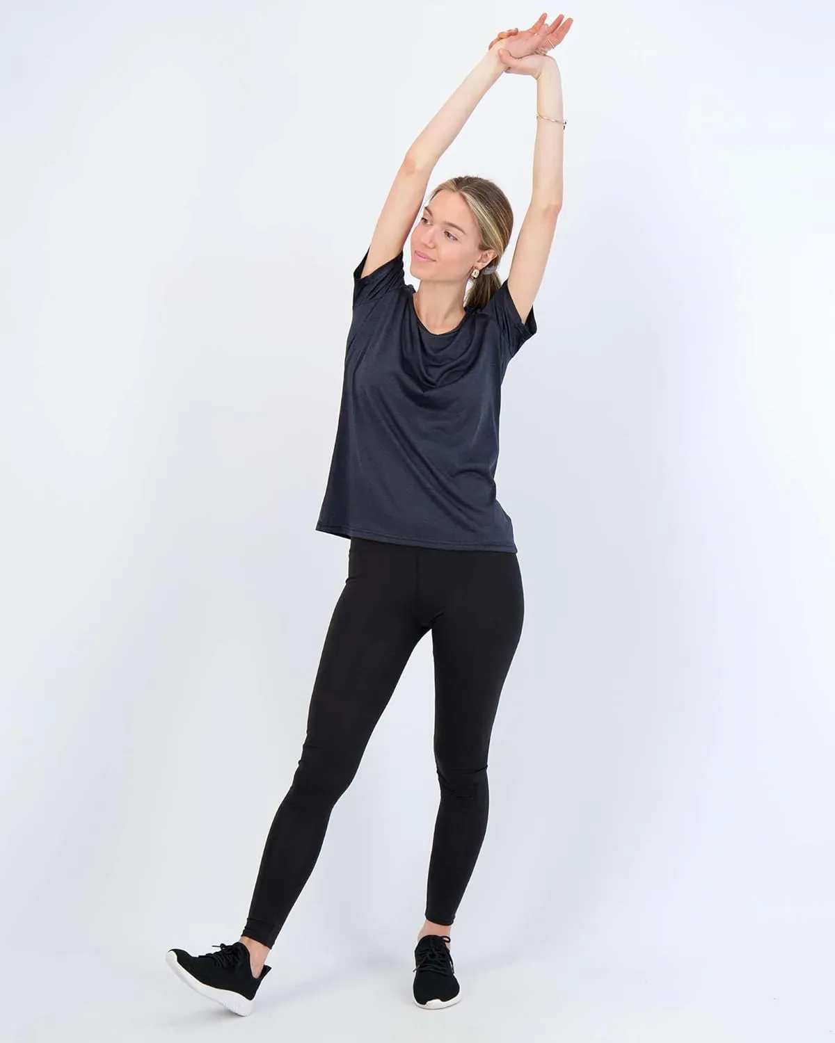 Real Essentials 5 Pack: Women's Dry Fit Tech Stretch Short-Sleeve Crew Neck Athletic T-Shirt (Available in Plus Size)
