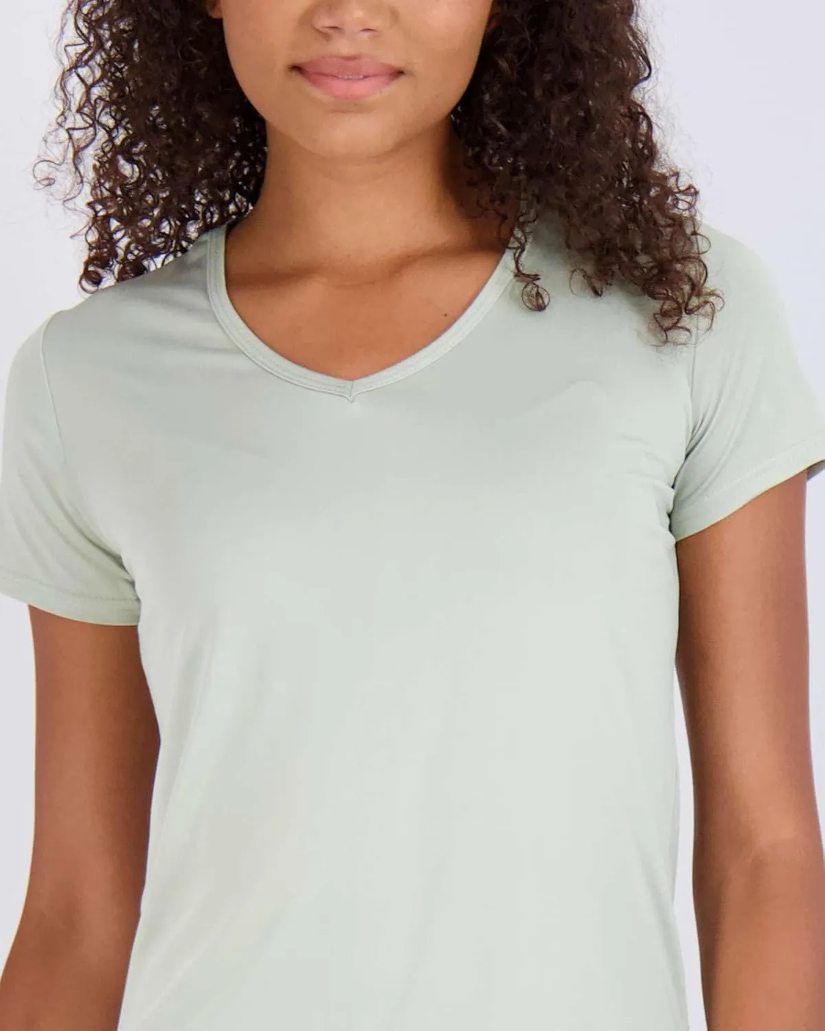 Real Essentials 5 Pack: Women's Short Sleeve V-Neck Activewear T-Shirt Dry-Fit Wicking Yoga Top (Available in Plus)