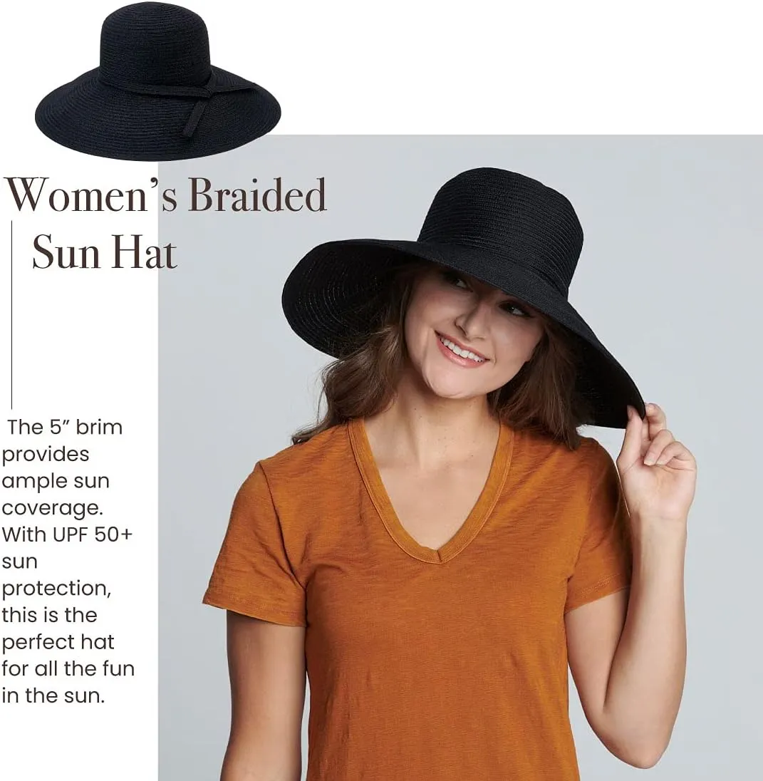 San Diego Hat Company Women’s Braided Sun Hat With Self-Tie Band, 5-Inch Brim