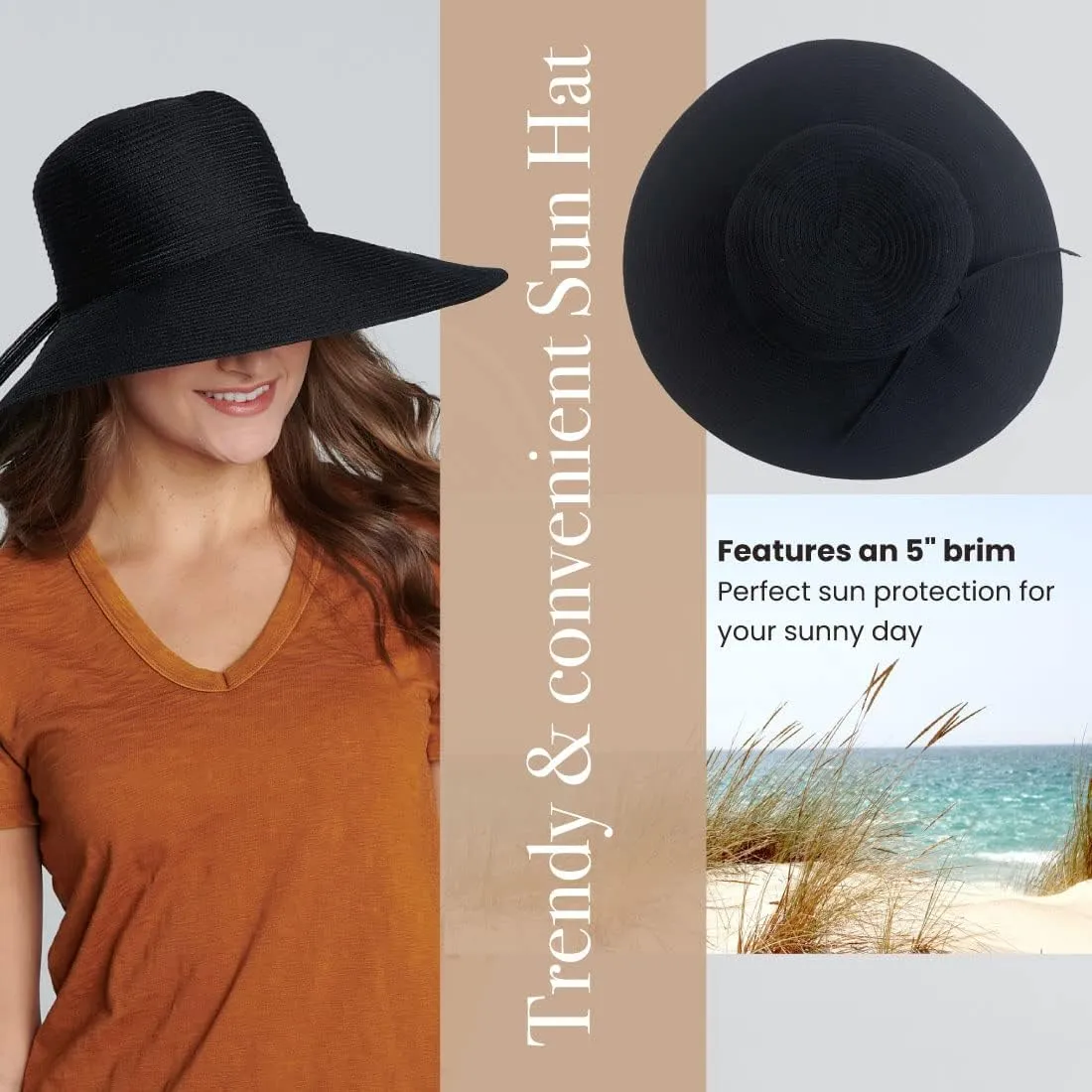 San Diego Hat Company Women’s Braided Sun Hat With Self-Tie Band, 5-Inch Brim