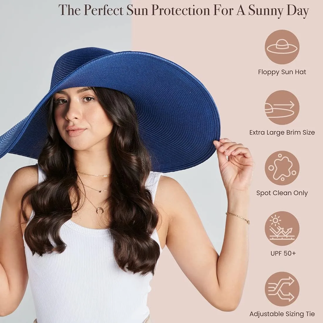 San Diego Hat Company Women's Ultrabraid X-Large Brim Hat, Adjustable Sun Hat with UPF 50 