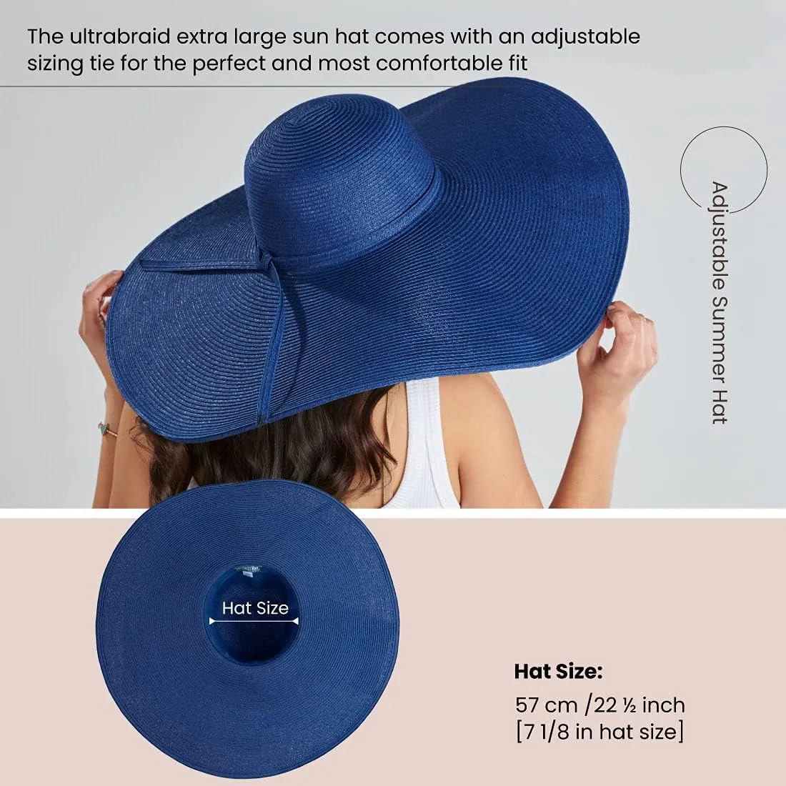 San Diego Hat Company Women's Ultrabraid X-Large Brim Hat, Adjustable Sun Hat with UPF 50 