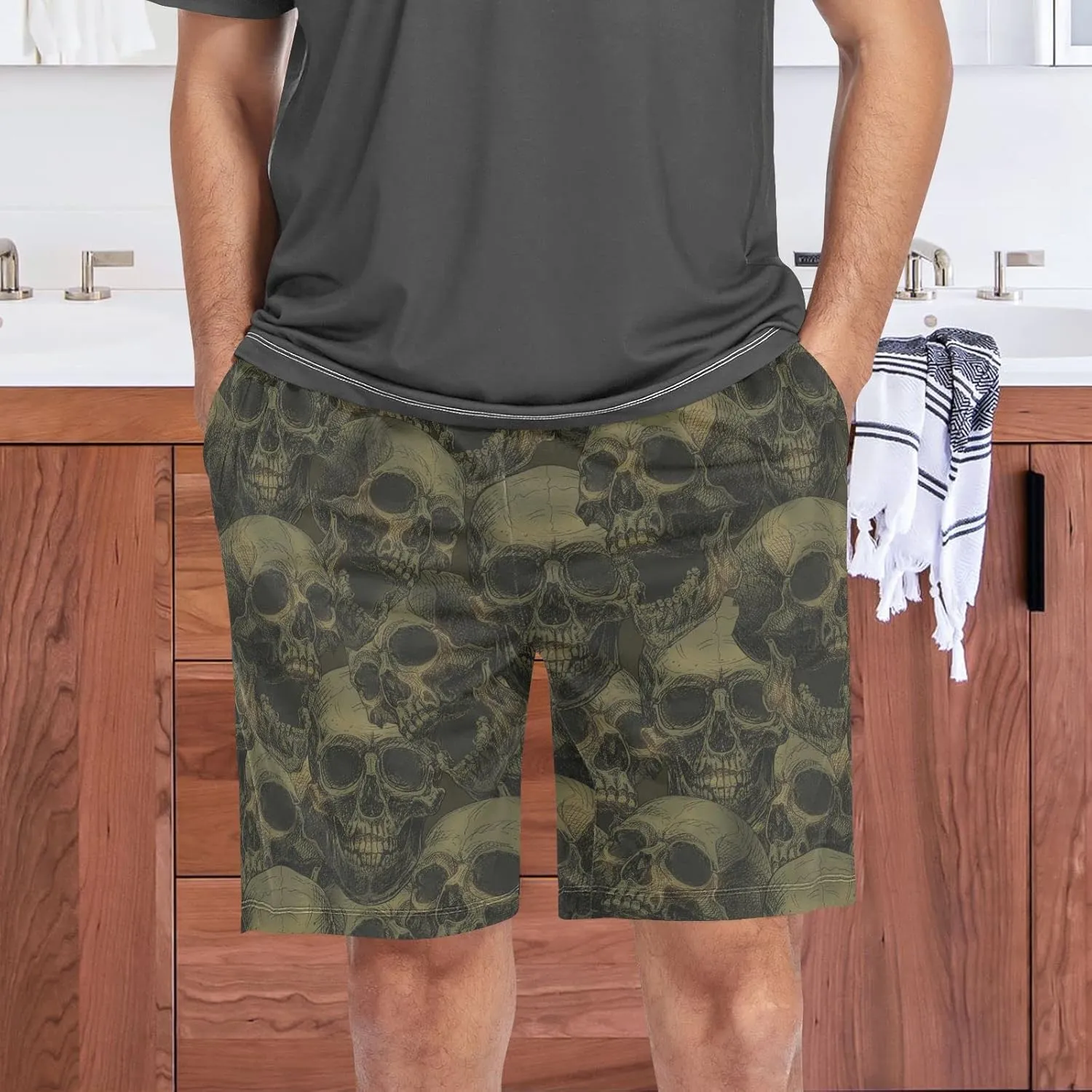 Scary Skull Pattern Men's Pajama Pants Shorts Sleepwear Lounge Pajama Bottoms