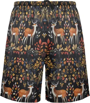 senya Embroidered Deer Mens Pajama Shorts Soft Pants Lounge Sleepwear Bottoms with Drawstring & Pockets