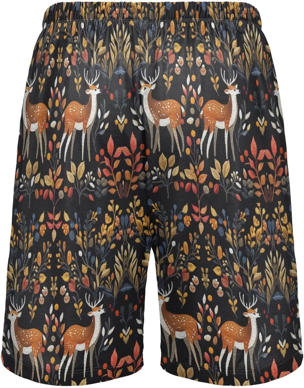 senya Embroidered Deer Mens Pajama Shorts Soft Pants Lounge Sleepwear Bottoms with Drawstring & Pockets