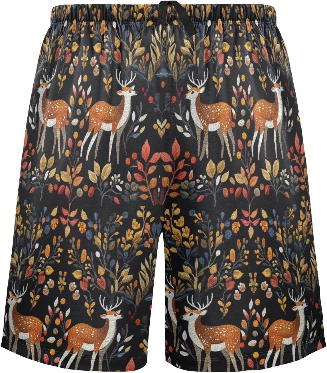 senya Embroidered Deer Mens Pajama Shorts Soft Pants Lounge Sleepwear Bottoms with Drawstring & Pockets
