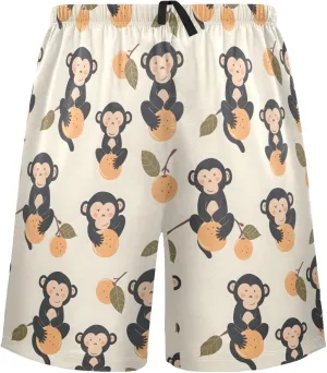 senya Monkey Peach Mens Pajama Shorts Soft Pants Lounge Sleepwear Bottoms with Drawstring & Pockets