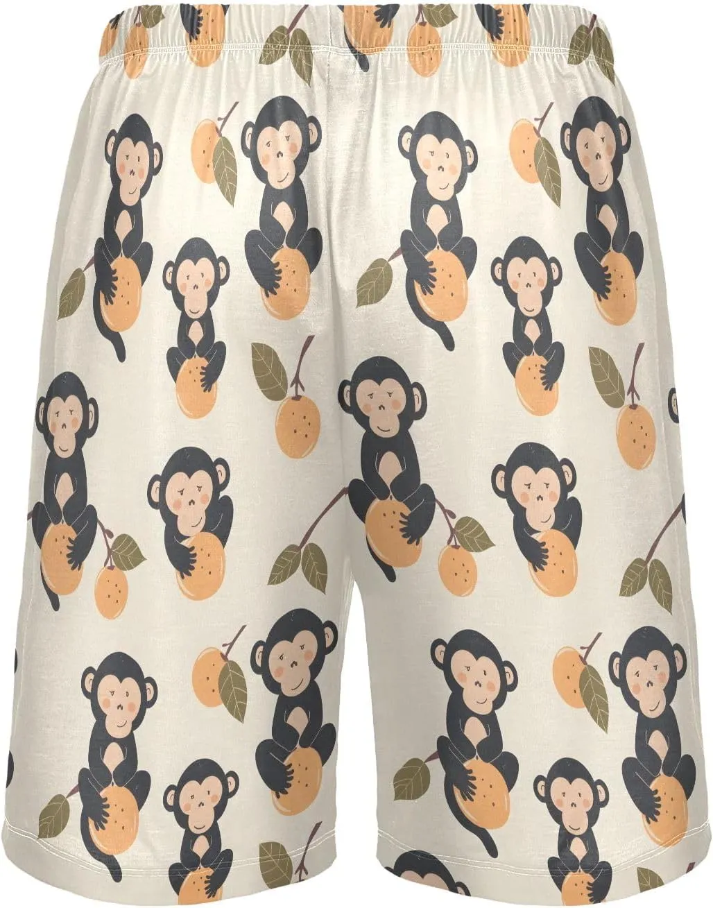 senya Monkey Peach Mens Pajama Shorts Soft Pants Lounge Sleepwear Bottoms with Drawstring & Pockets