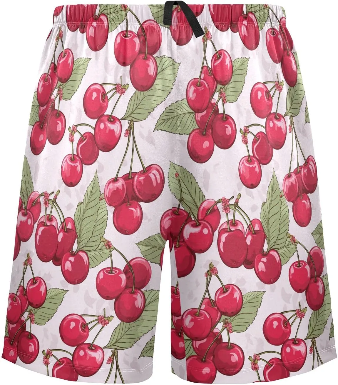 senya Pink Cherry Mens Pajama Shorts Soft Pants Lounge Sleepwear Bottoms with Drawstring & Pockets