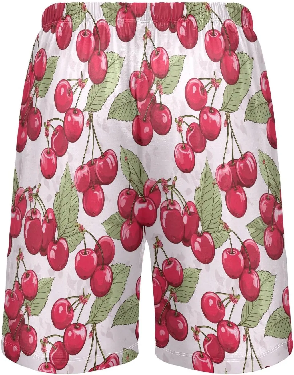 senya Pink Cherry Mens Pajama Shorts Soft Pants Lounge Sleepwear Bottoms with Drawstring & Pockets