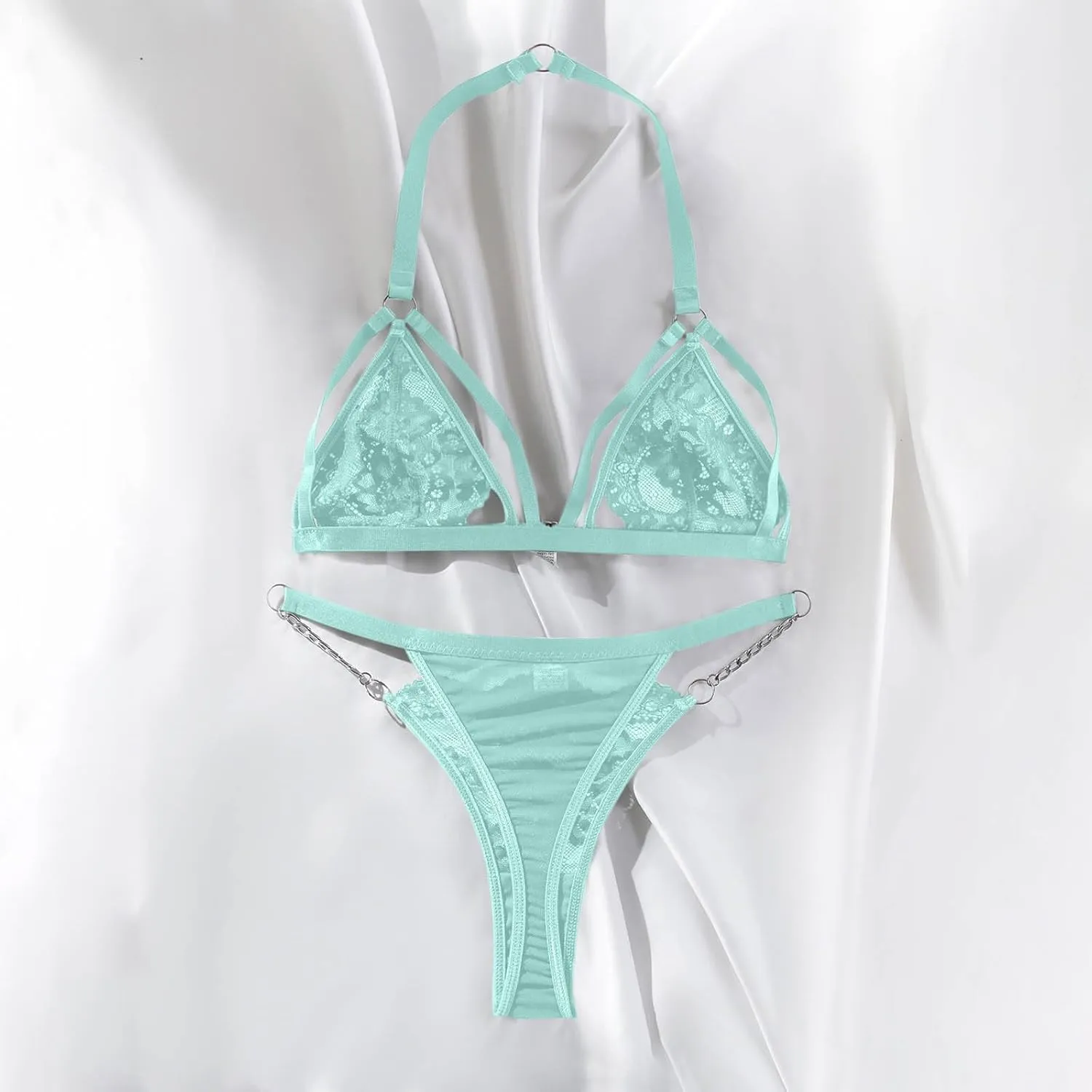 Sexy Lingerie for Women Eyelash Lace Mesh Matching Bra and Panty Sets Push Up Lace Bralette 2 Pieces Lingeries Set