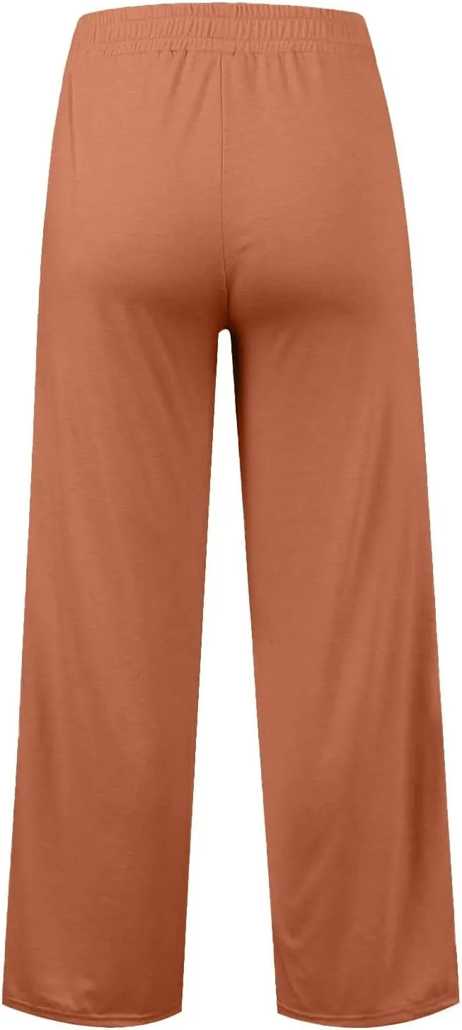 SHAOBGE Oversized Wide Leg Sweatpants Women Elastic Drawstring Straight Leg Sweatpants Low Waisted Baggy Lounge Pants Pocket