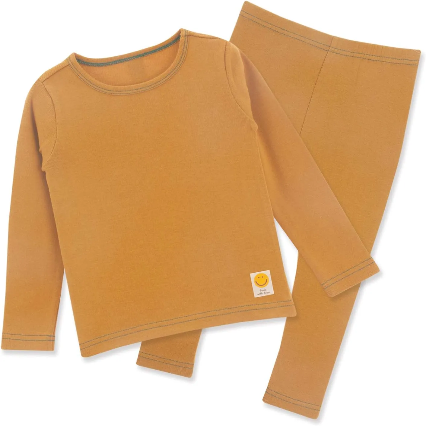 Smile Toddler Certified 100% Organic Cotton Thermal Tee and Pant 2-Piece PJ Set for Girls Boys Winter