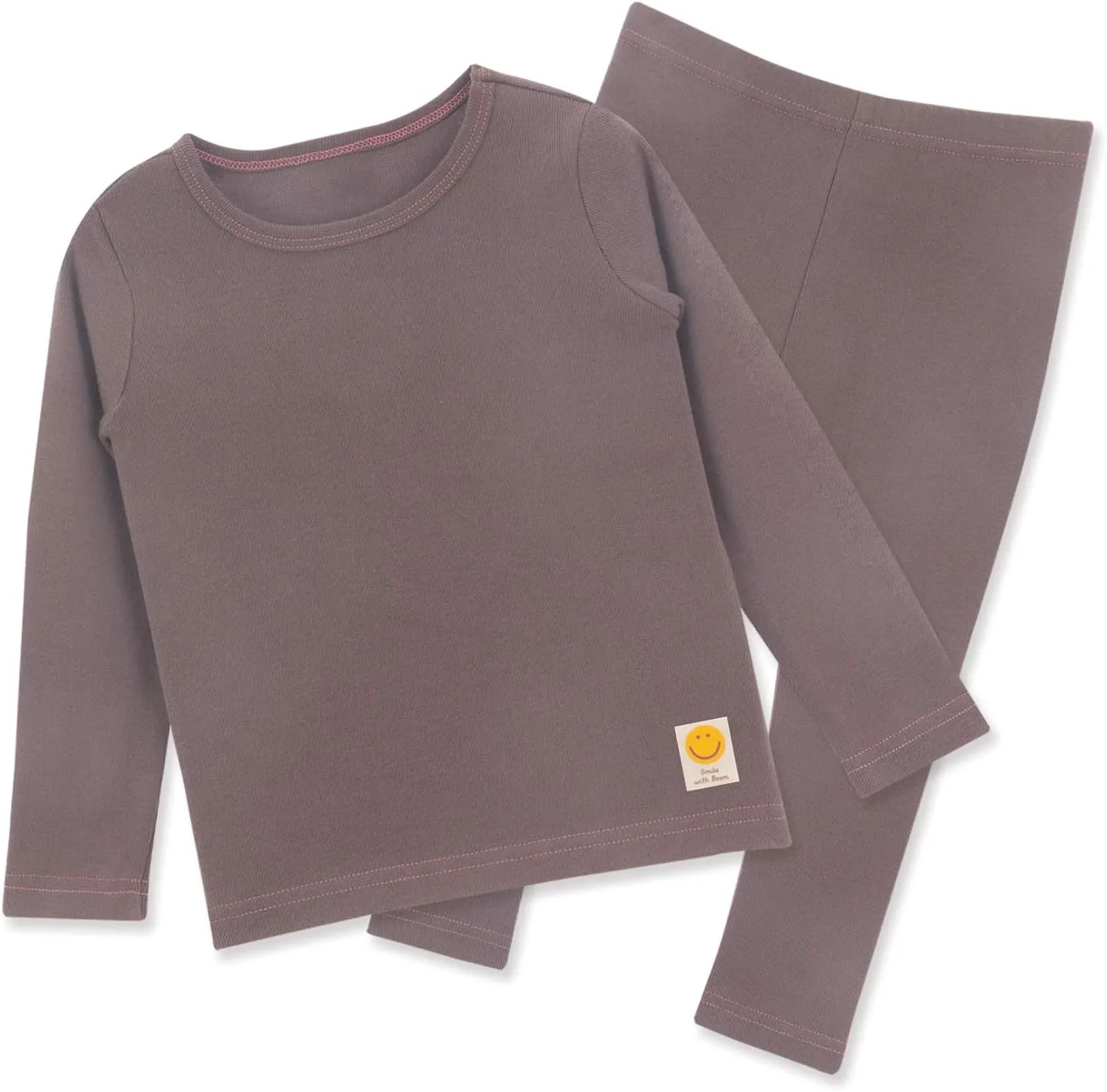 Smile Toddler Certified 100% Organic Cotton Thermal Tee and Pant 2-Piece PJ Set for Girls Boys Winter