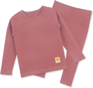 Smile Toddler Certified 100% Organic Cotton Thermal Tee and Pant 2-Piece PJ Set for Girls Boys Winter