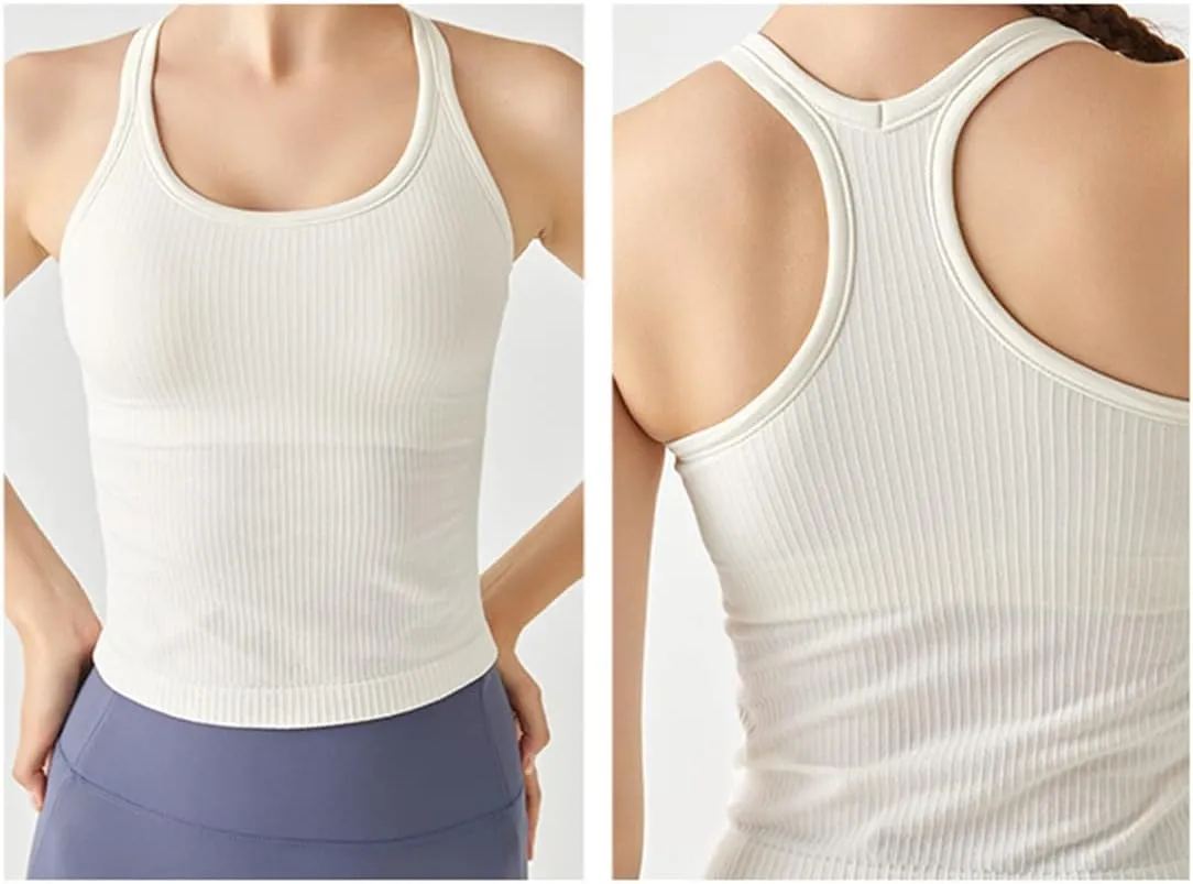 sphinx cat Ribbed Workout Short Racerback Tank Tops for Women with Built in Bra