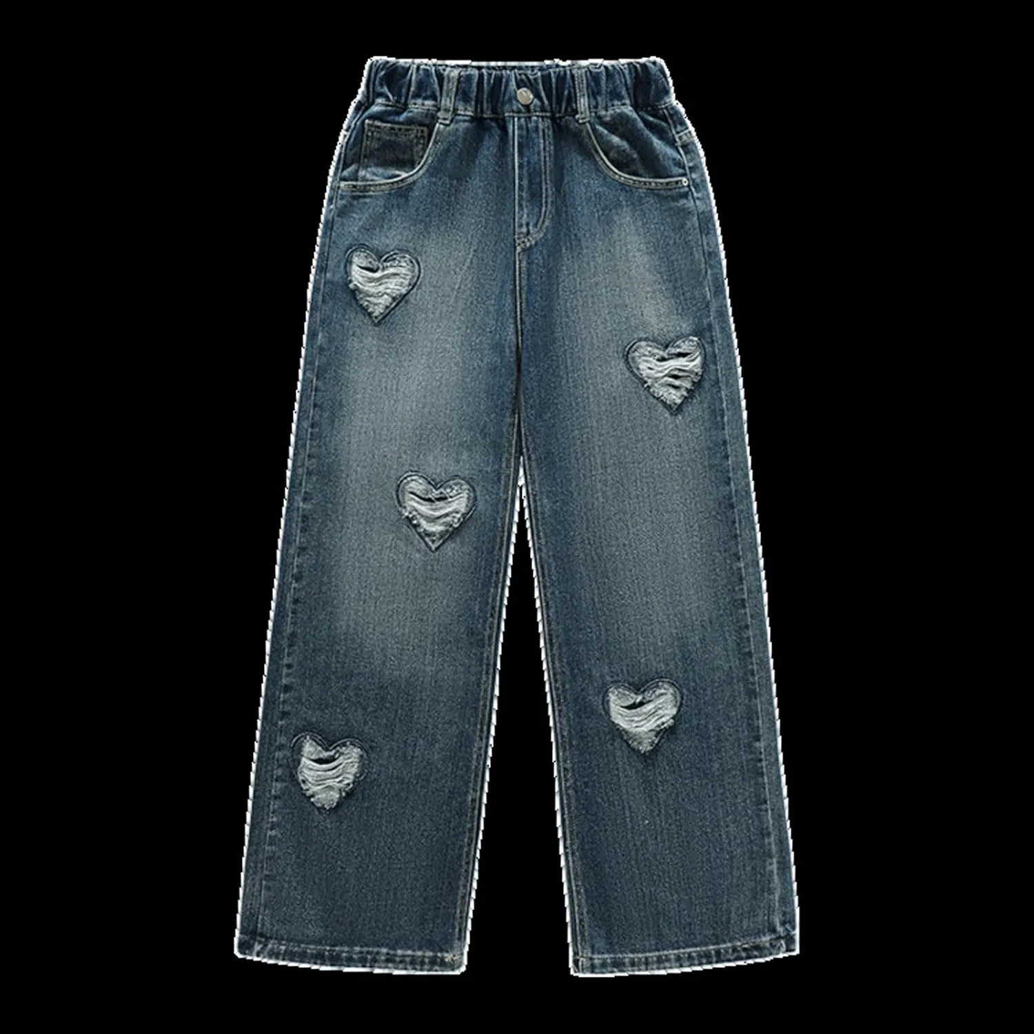 Spring Fashion Jeans for Girls Y2K Trendy Preppy Stretch High Waisted Denim Pants 2025 Casual Baggy Wide Leg Trousers