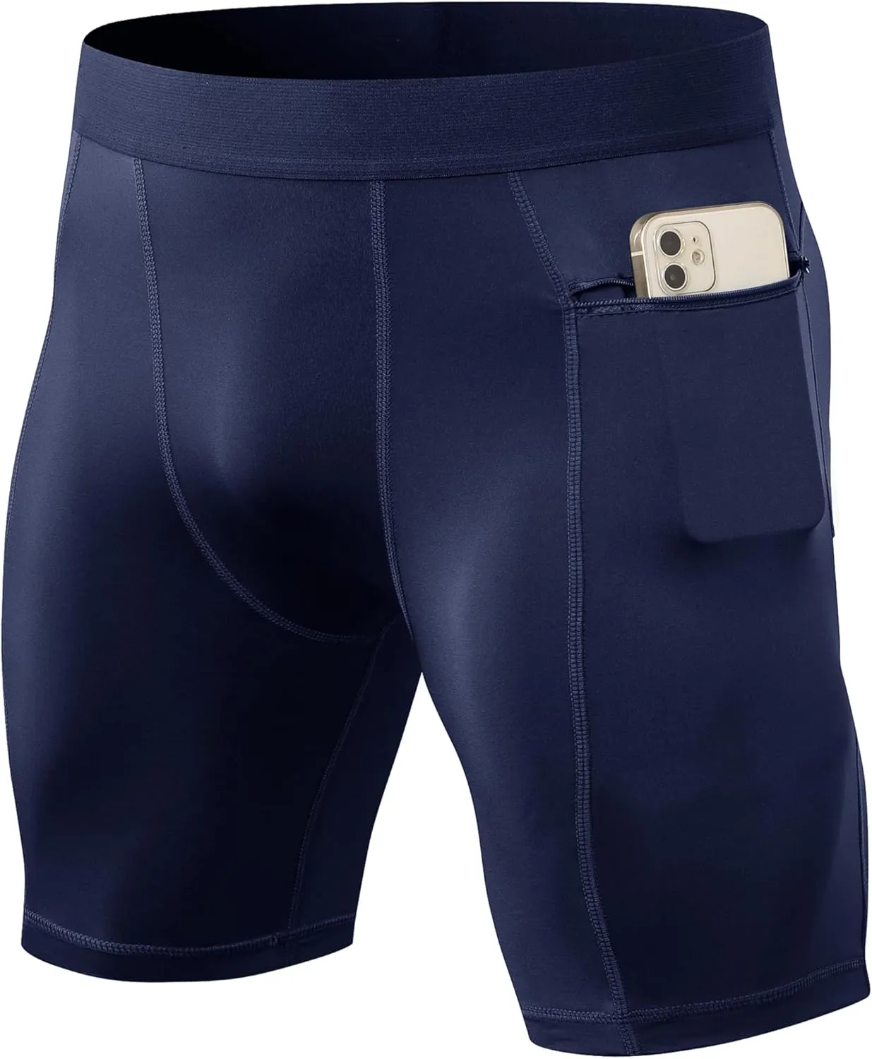 SPVISE Compression Shorts Men Spandex Running Workout Athletic Shorts Cooling Performance Underwear Shorts with Zipper Pocket