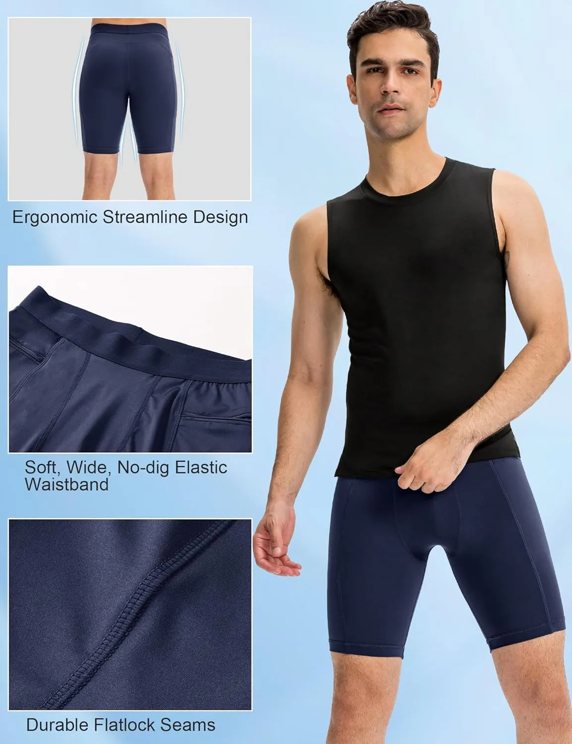 SPVISE Compression Shorts Men Spandex Running Workout Athletic Shorts Cooling Performance Underwear Shorts with Zipper Pocket