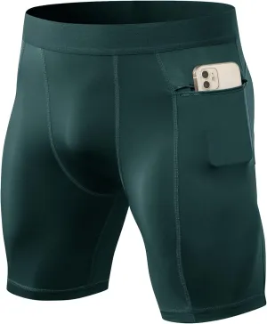 SPVISE Compression Shorts Men Spandex Running Workout Athletic Shorts Cooling Performance Underwear Shorts with Zipper Pocket