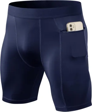 SPVISE Compression Shorts Men Spandex Running Workout Athletic Shorts Cooling Performance Underwear Shorts with Zipper Pocket