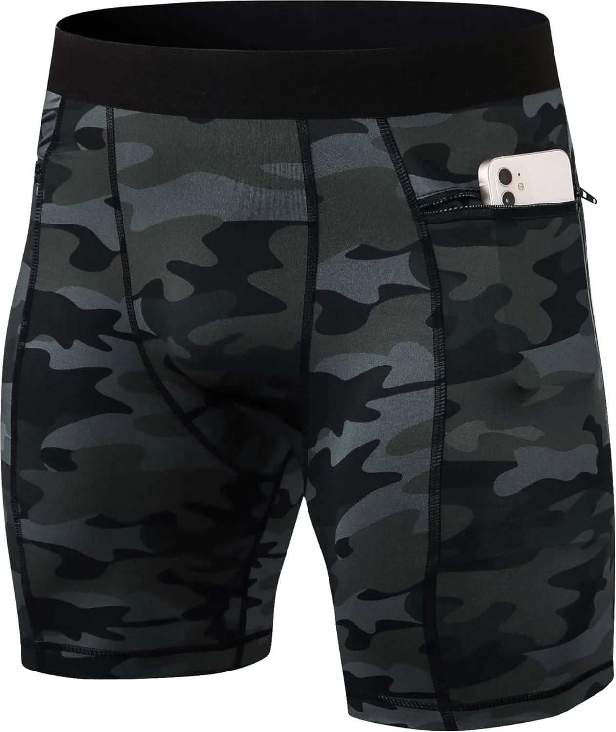 SPVISE Compression Shorts Men Spandex Running Workout Athletic Shorts Cooling Performance Underwear Shorts with Zipper Pocket