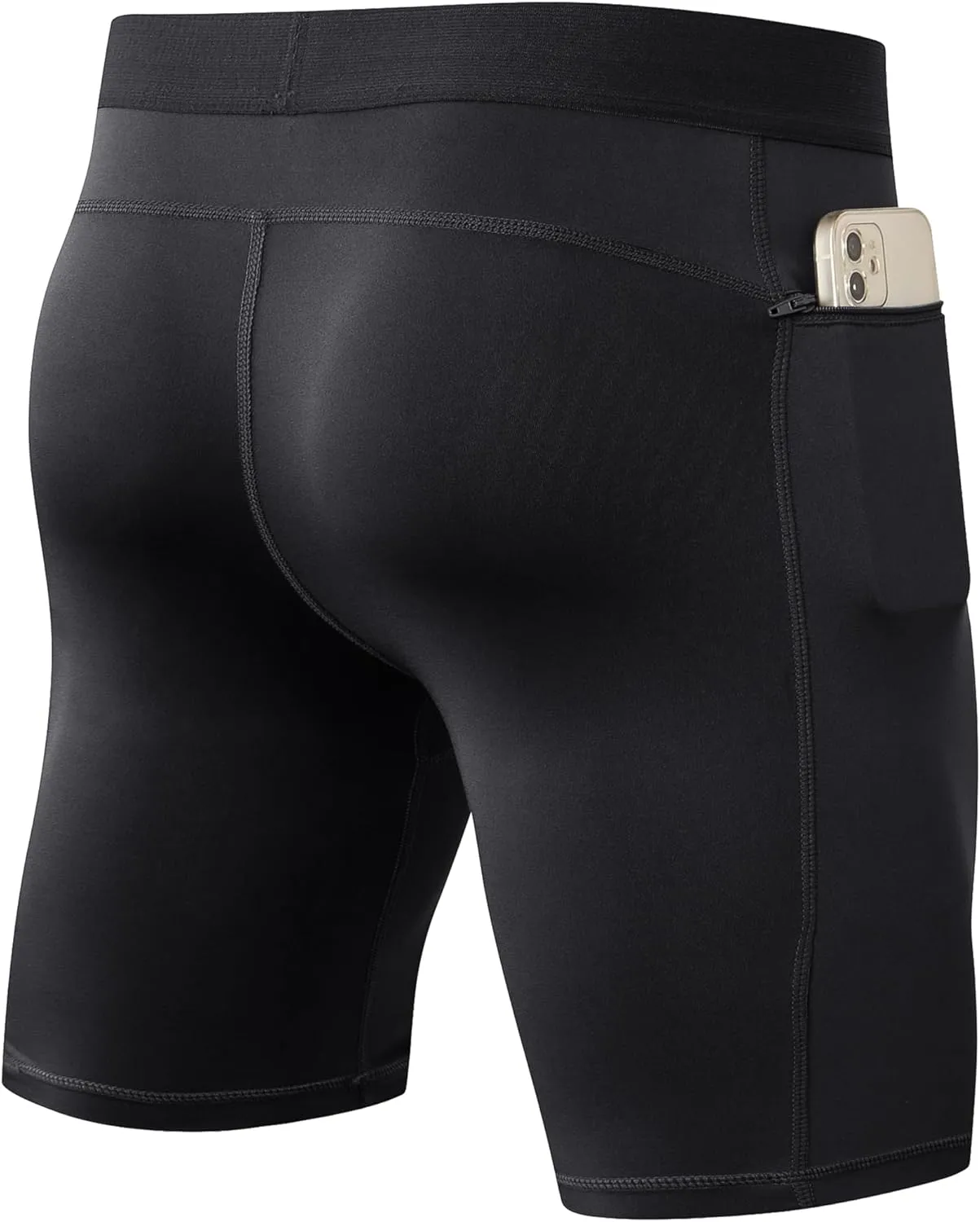 SPVISE Compression Shorts Men Spandex Running Workout Athletic Shorts Cooling Performance Underwear Shorts with Zipper Pocket